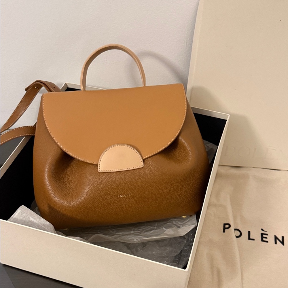 Polene Numbero Un Brown & Tan Leather Top-Handle Satchel